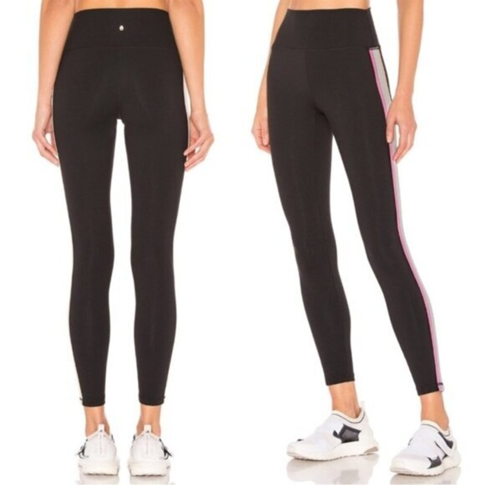 Spiritual Gangster High Waist 7/8 Metallic Sparkle Stripe Legging Rainbow Small